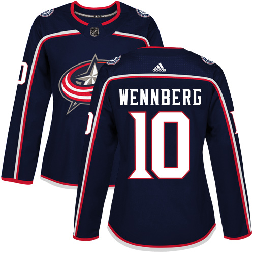 Adidas Columbus Blue Jackets #10 Alexander Wennberg Navy Blue Home Authentic Women Stitched NHL Jersey
